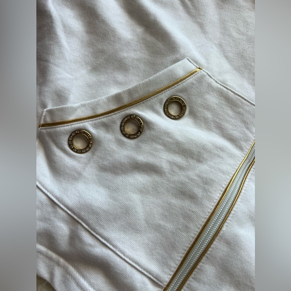 Quaker Factory Gold White Rhinestone Zip Up Jacket Light Weight Size XL - Picture 6 of 6